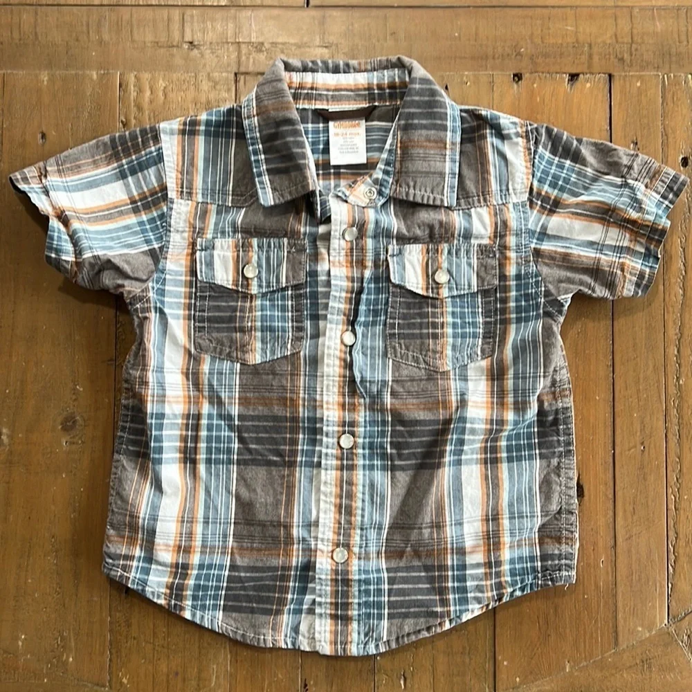 4/$20 Gymboree plaid snap down shirt sleeve shirt